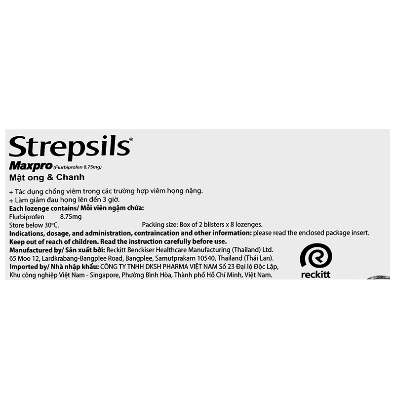 Viên ngậm Strepsils Maxpro mật ong & chanh giảm đau họng, chống viêm (2 vỉ x 8 viên) - 11